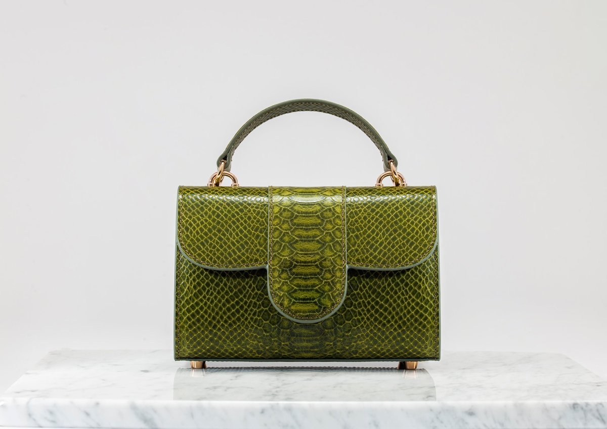 Green luxury leather handbag
