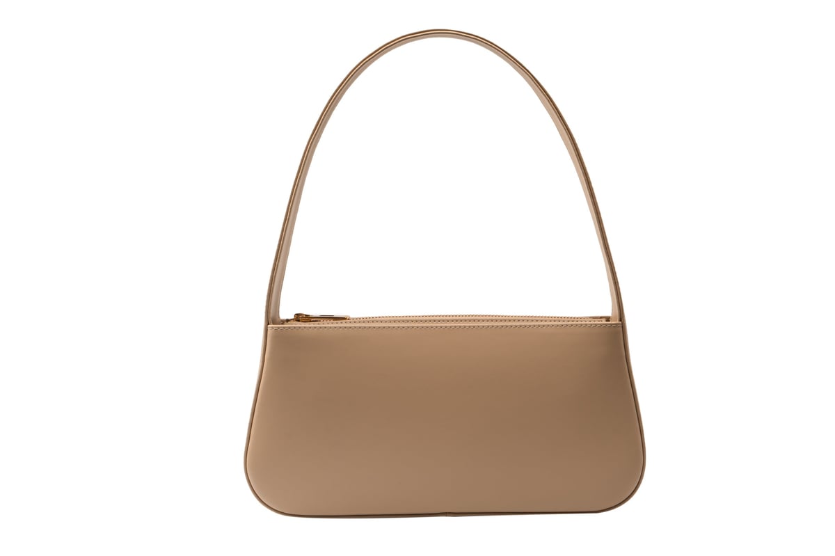 Beige leather handbag