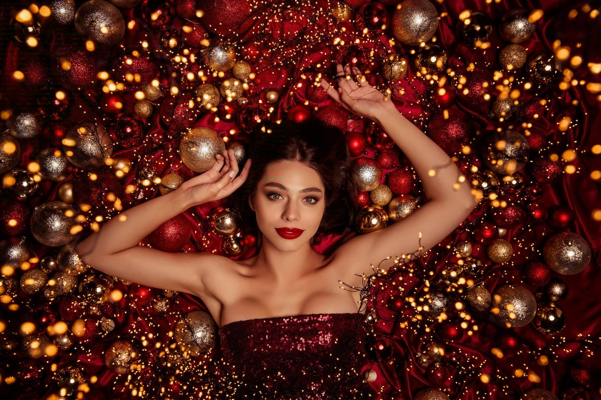 Fashion model in festive dress