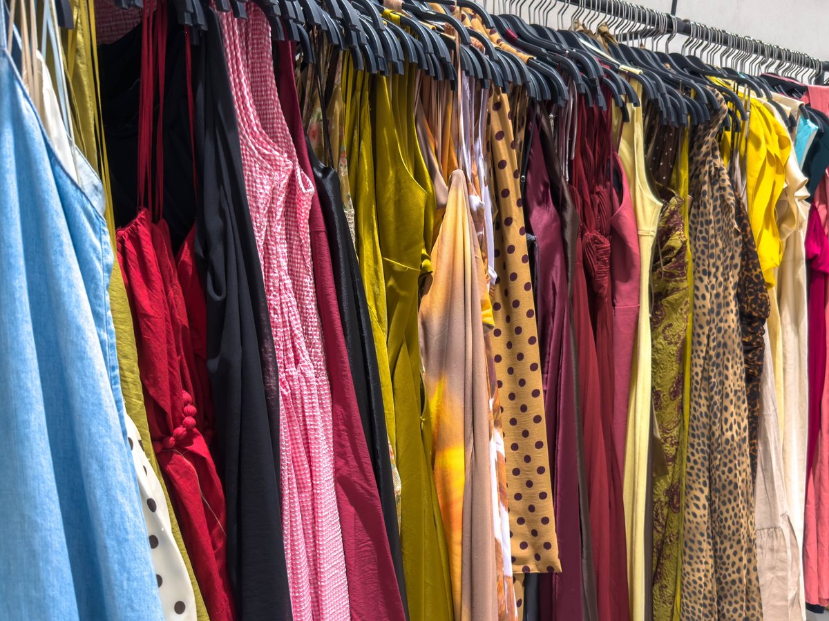 Colorful dress collection on rack