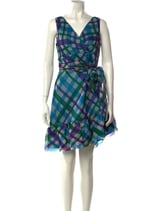 Purple Plaid Wrap Dress