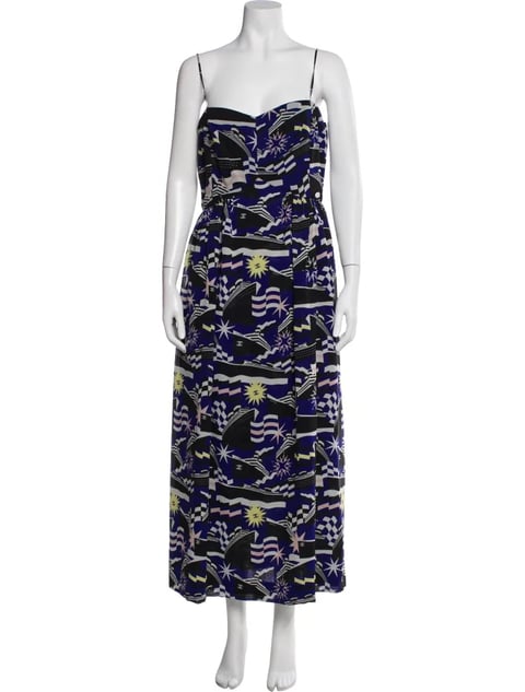 Navy and yellow tropical print sleeveless dress