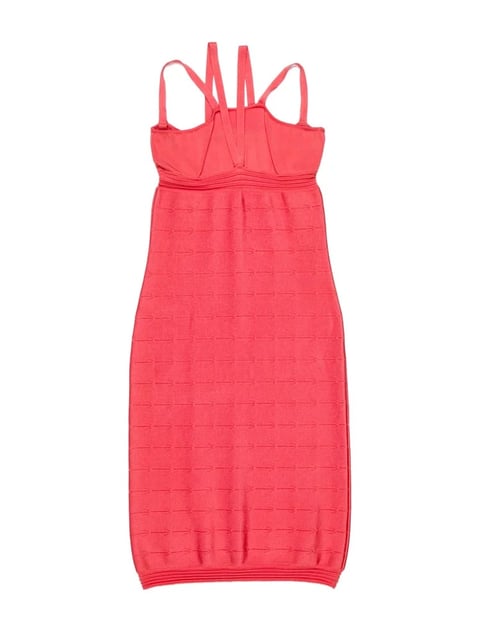 Red sleeveless bodycon dress with ruched bust detail